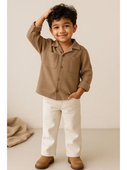 Tales & Stories - Boys Brown Solid Oversized Cotton Shirt
