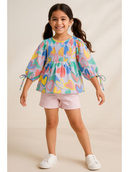 Tales & Stories - Girls Multi-Colored Printed Viscose Polyester Top