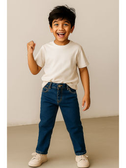 Tales & Stories - Boys Blue Straight Fit Lycra Denim Jeans