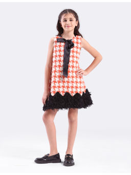 Kate & Oscar - Girls Orange Self Design Dress