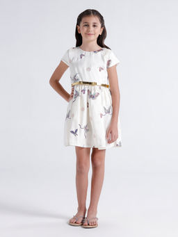 Kate & Oscar - Girls Off White Embroidered Dress