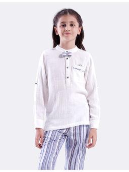 Kate & Oscar - Girls Blue Solid Shirt