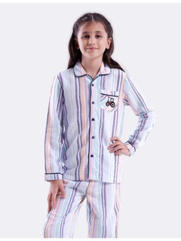 Kate & Oscar - Girls Blue Sleepwear Stripes Shirt