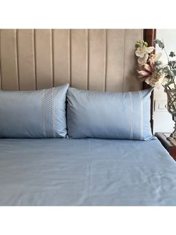 Sadyaska - Sea Blue Checkers Cotton Bedsheet (King)