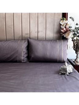 Sadyaska - Titanium Grey Checkers Cotton Bedsheet (King)