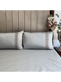 Sadyaska - Pearl Grey Crown Cotton Bedsheet (King)