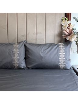 Sadyaska - Titanium Grey Crown Cotton Bedsheet (King)