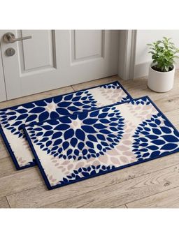 Athom Living - Premium Anti Slip Printed Doormat Blue (Pack of 2)