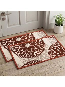 Athom Living - Premium Anti Slip Printed Doormat Brown (Pack of 2)