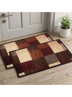 Athom Living - Premium Anti Slip Printed Doormat Brown (Pack of 2)