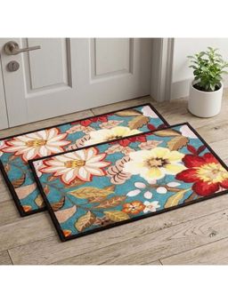 Athom Living - Premium Anti Slip Printed Doormat Blue (Pack of 2)