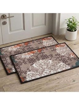 Athom Living - Premium Anti Slip Printed Doormat Grey (Pack of 2)