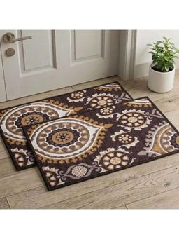 Athom Living - Premium Anti Slip Printed Doormat Brown (Pack of 2)