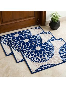 Athom Living - Premium Anti Slip Printed Doormat Blue (Pack of 3)