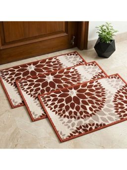 Athom Living - Premium Anti Slip Printed Doormat Brown (Pack of 3)
