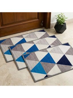 Athom Living - Premium Anti Slip Printed Doormat Blue (Pack of 3)