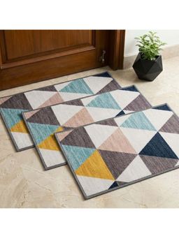 Athom Living - Premium Anti Slip Printed Doormat Grey (Pack of 3)
