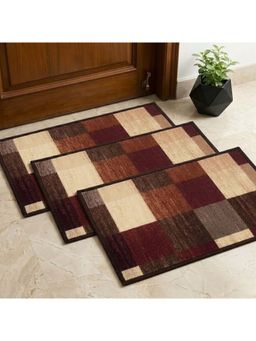 Athom Living - Premium Anti Slip Printed Doormat Brown (Pack of 3)