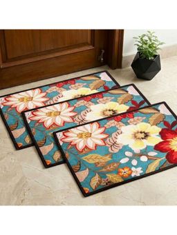 Athom Living - Premium Anti Slip Printed Doormat Blue (Pack of 3)