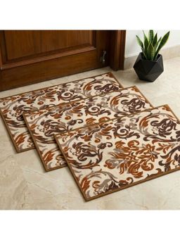 Athom Living - Premium Anti Slip Printed Doormat Brown (Pack of 3)