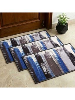 Athom Living - Premium Anti Slip Printed Doormat Blue (Pack of 3)
