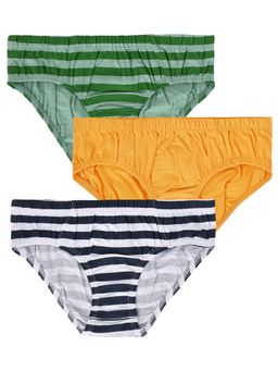 Nuego - Boys Striped Pure Cotton Briefs (Pack Of 3)