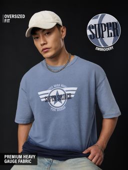 The Souled Store - Official Marvel: Super Soldier Men Oversized Grey T-Shirts