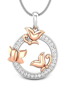 Candere by Kalyan Jewellers - 18K BIS Hallmark Rose Gold and Diamond Butterfly Pendant