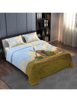 Synergized Cotton - 300 TC Bedsheet With 2 Pillow Covers Calm Riverbank Landscape Design Super King