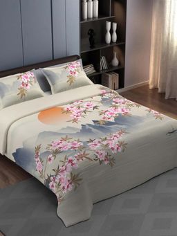 Synergized Cotton - 300 TC Bedsheet With 2 Pillow Covers Serene Valley Landscape Design Super King