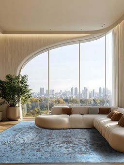 D'Decor Rugs - Tampa410162 Blue Home Premium Carpet For Hall - Solace