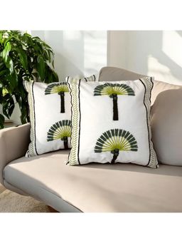 LUSHLYF - Palm Grove Tufted Cushion Cover Minimalist Palm Tree Design (Pack of 2)