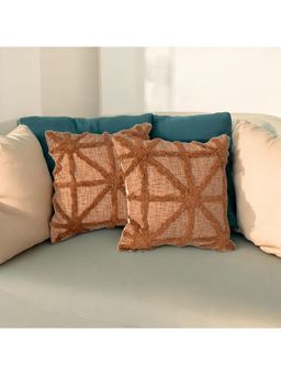 LUSHLYF - Rustic Crisscross Tufted Cushion Cover Handcrafted Bold Tufted Design (Pack of 2)