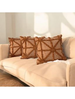 LUSHLYF - Rustic Crisscross Tufted Cushion Cover Handcrafted Bold Tufted Design (Pack of 3)