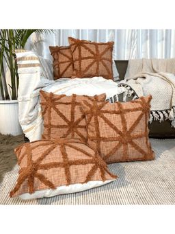 LUSHLYF - Rustic Crisscross Tufted Cushion Cover Handcrafted Bold Tufted Design (Pack of 5)