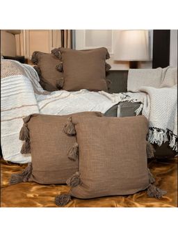 LUSHLYF - Rustic Charm Tassel Tufted Cushion Cover Handcrafted Tassels (Pack of 4)