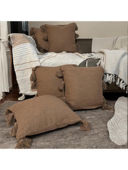 LUSHLYF - Rustic Charm Tassel Tufted Cushion Cover Handcrafted Tassels (Pack of 5)