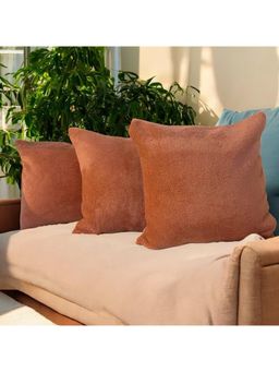 LUSHLYF - Rustic Ember Plush Tufted Cushion Cover Terracotta Decorative (Pack of 3)