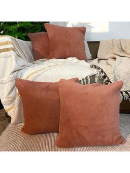 LUSHLYF - Rustic Ember Plush Tufted Cushion Cover Terracotta Decorative (Pack of 4)