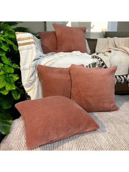 LUSHLYF - Rustic Ember Plush Tufted Cushion Cover Terracotta Decorative (Pack of 5)