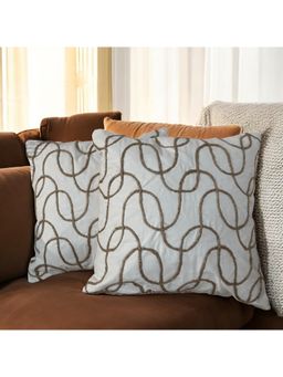 LUSHLYF - Rope Twist Tufted Cushion Cover Handcrafted Rope-Inspired Tufted Design (Pack of 2)