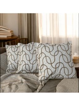 LUSHLYF - Rope Twist Tufted Cushion Cover Handcrafted Rope-Inspired Tufted Design (Pack of 3)