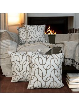 LUSHLYF - Rope Twist Tufted Cushion Cover Handcrafted Rope-Inspired Tufted Design (Pack of 4)