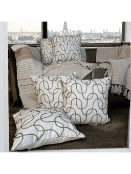 LUSHLYF - Rope Twist Tufted Cushion Cover Handcrafted Rope-Inspired Tufted Design (Pack of 5)