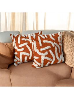 LUSHLYF - Rustic Waves Tufted Cushion Cover White Wave (Pack of 2)