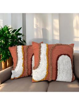 LUSHLYF - Sunset Arc Tufted Cushion Cover Terracotta & Abstract Arch Design (Pack of 2)