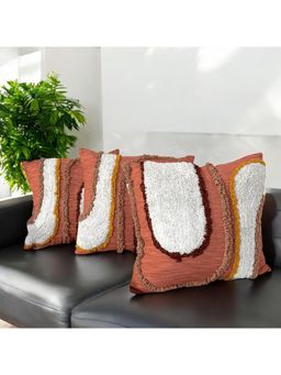 LUSHLYF - Sunset Arc Tufted Cushion Cover Terracotta & Abstract Arch Design (Pack of 3)