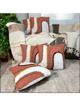 LUSHLYF - Sunset Arc Tufted Cushion Cover Terracotta & Abstract Arch Design (Pack of 5)