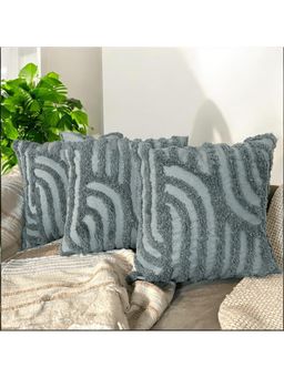 LUSHLYF - Sage Stripes Tufted Cushion Cover Cotton Slub Decorative (Pack of 3)