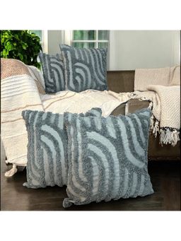 LUSHLYF - Sage Stripes Tufted Cushion Cover Cotton Slub Decorative (Pack of 4)